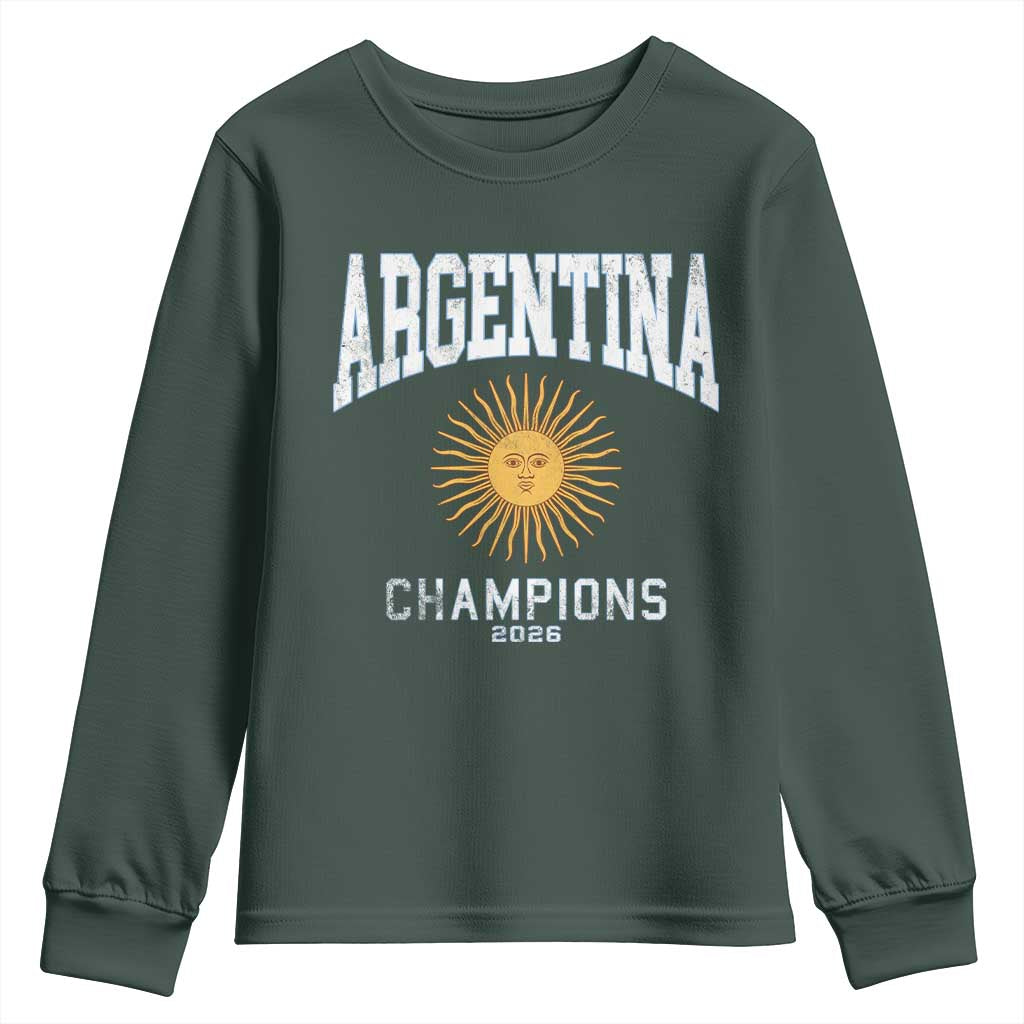 Argentina Champions 2026 Youth Sweatshirt Argentinian Pride Vintage Sol De Mayo