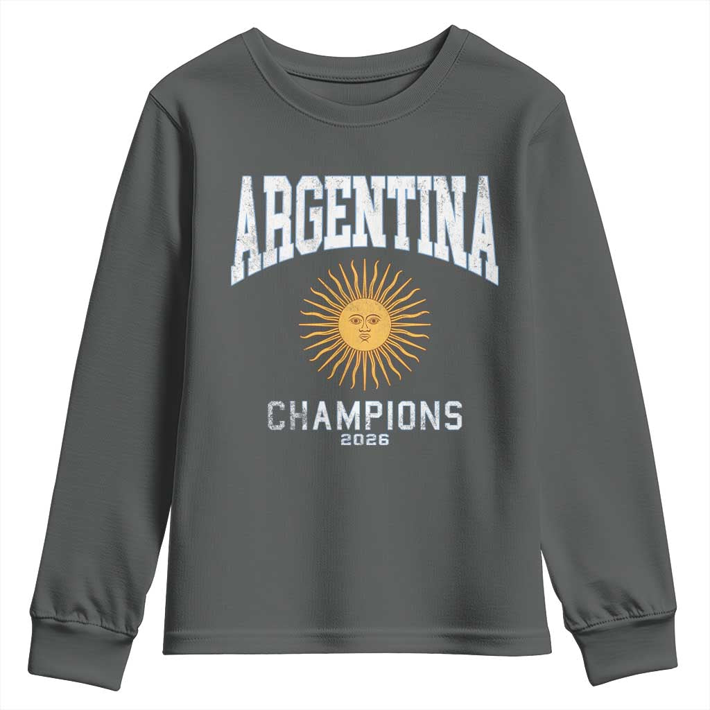Argentina Champions 2026 Youth Sweatshirt Argentinian Pride Vintage Sol De Mayo