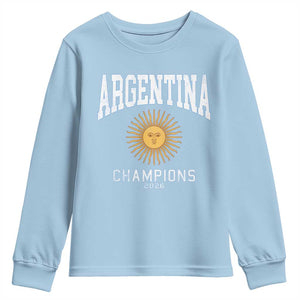 Argentina Champions 2026 Youth Sweatshirt Argentinian Pride Vintage Sol De Mayo