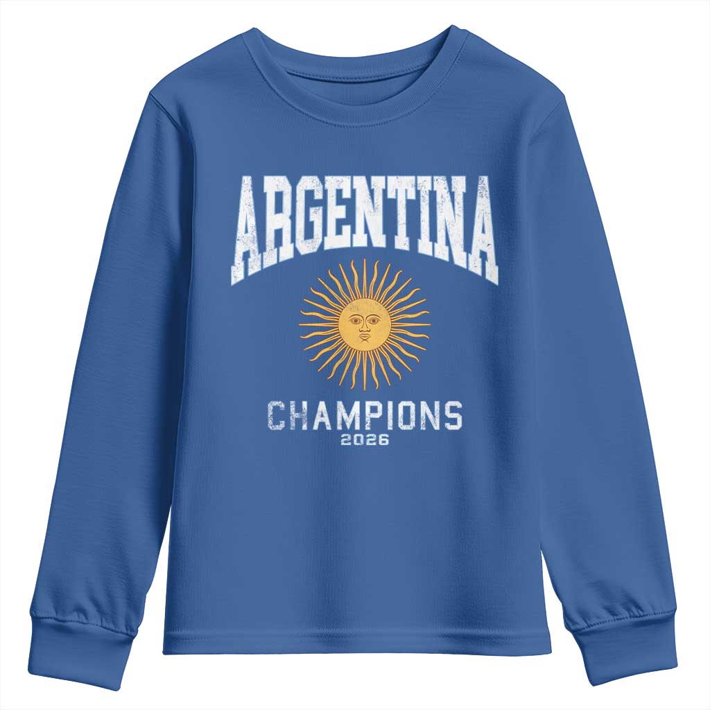 Argentina Champions 2026 Youth Sweatshirt Argentinian Pride Vintage Sol De Mayo