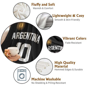 Argentina Football Number 10 Jersey Style Throw Blanket Soccer Fan TS11 Print Your Wear
