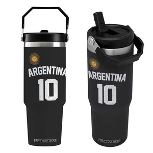 Argentina Football Number 10 Jersey Style Flip Straw Tumbler Soccer Fan TS11 One Size: 30 oz Black Print Your Wear