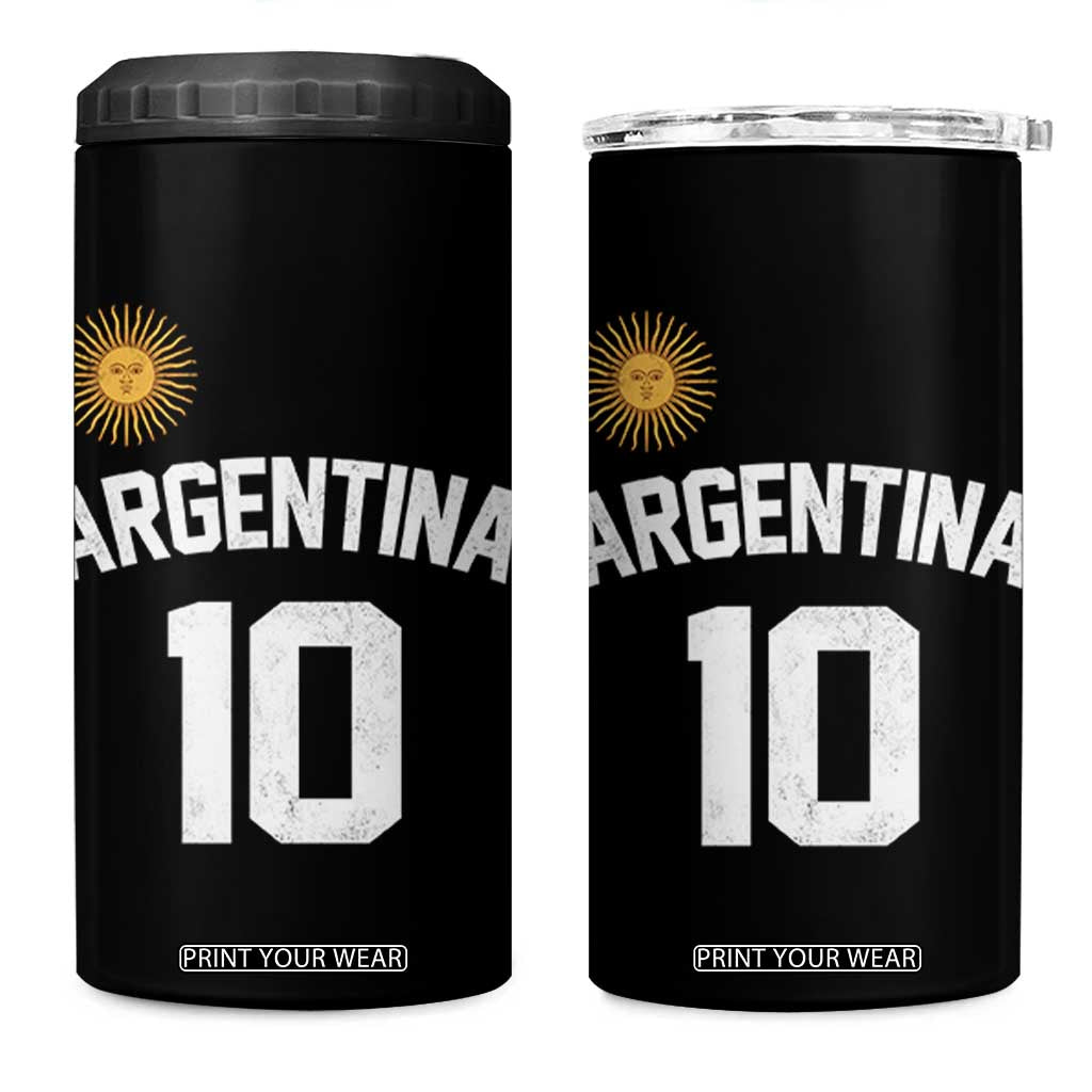 Argentina Football Number 10 Jersey Style 4 in 1 Can Cooler Tumbler Soccer Fan TS11 One Size: 16 oz Black Print Your Wear