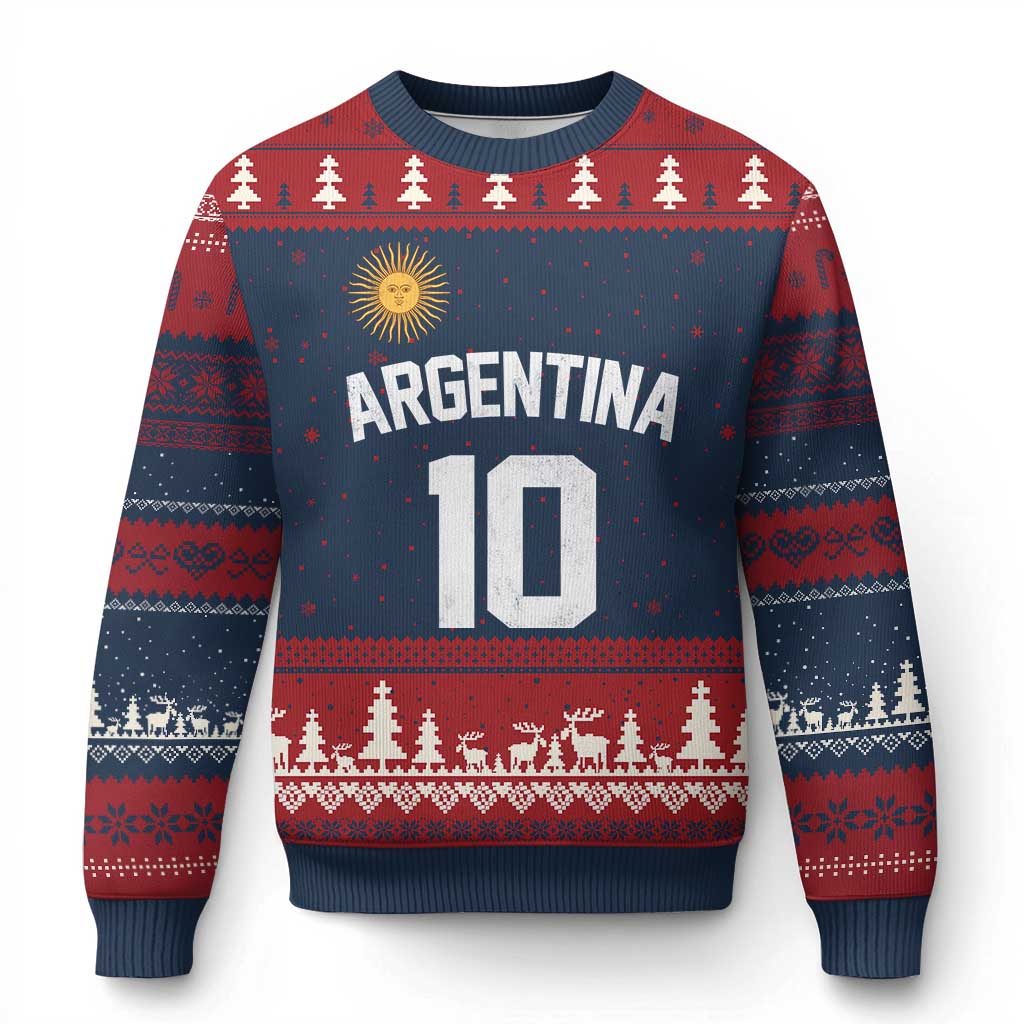 Argentina Football Number 10 Jersey Style Ugly Christmas Sweater Soccer Fan
