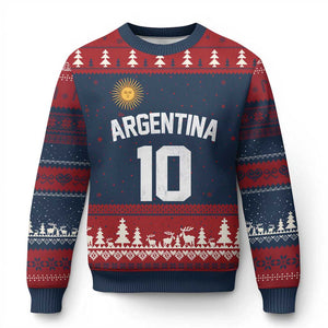 Argentina Football Number 10 Jersey Style Ugly Christmas Sweater Soccer Fan