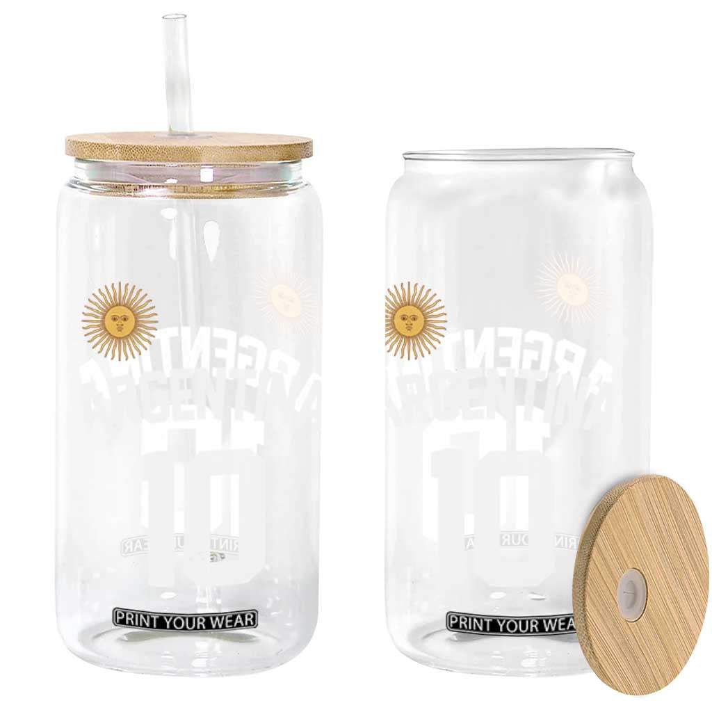 Argentina Football Number 10 Jersey Style Glass Can Soccer Fan TS11 Print Your Wear