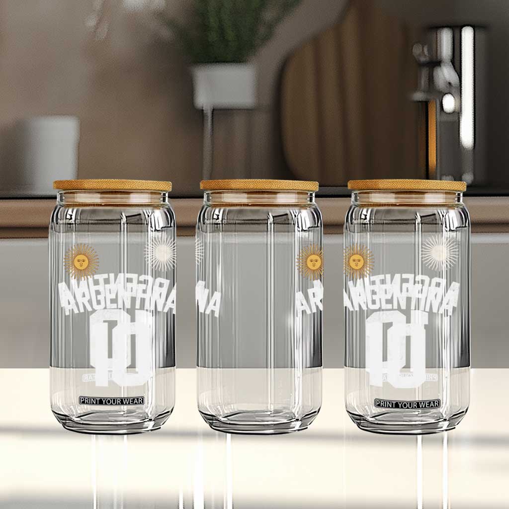 Argentina Football Number 10 Jersey Style Glass Can Soccer Fan TS11 Print Your Wear