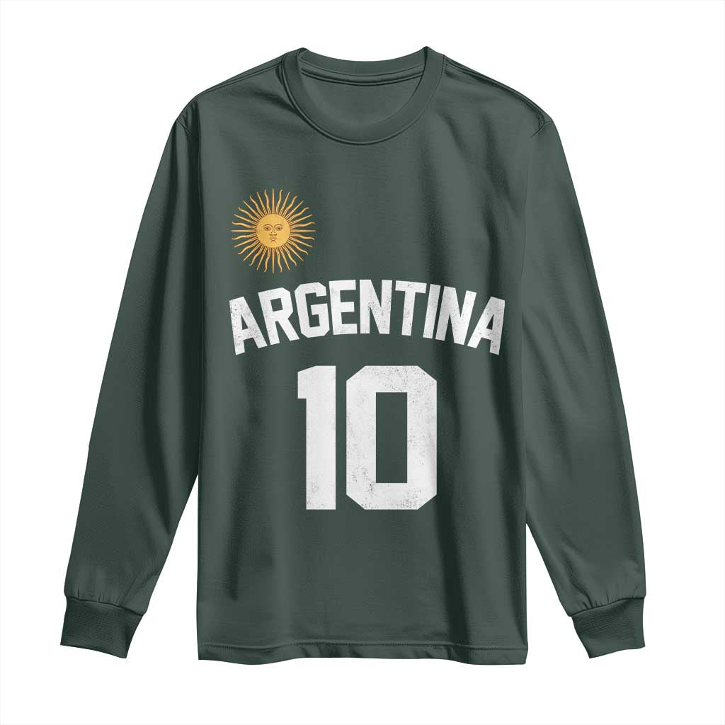 Argentina Football Number 10 Jersey Style Long Sleeve Shirt Soccer Fan