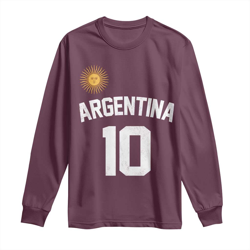Argentina Football Number 10 Jersey Style Long Sleeve Shirt Soccer Fan