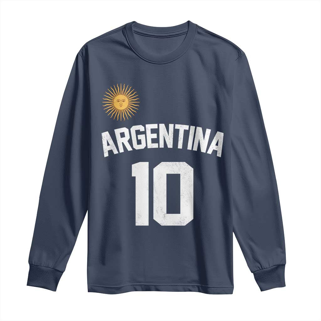Argentina Football Number 10 Jersey Style Long Sleeve Shirt Soccer Fan