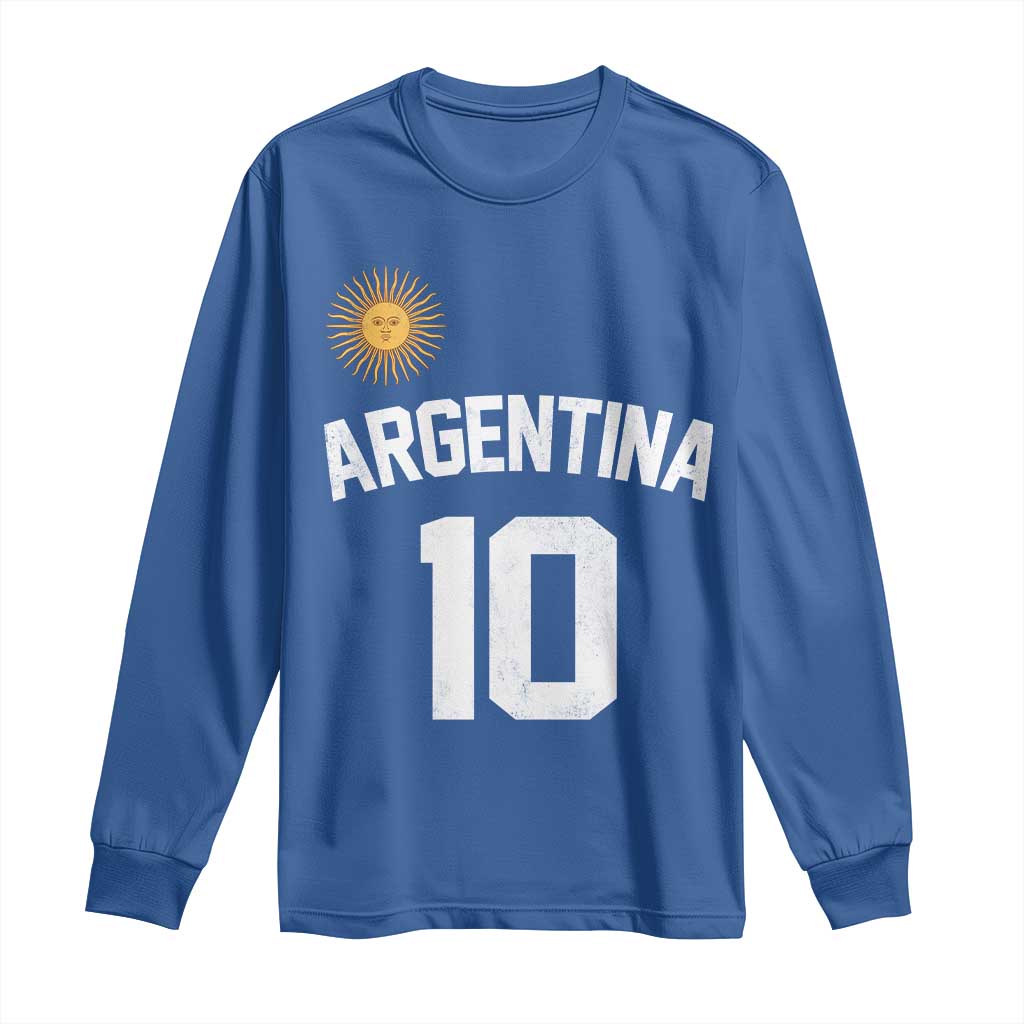 Argentina Football Number 10 Jersey Style Long Sleeve Shirt Soccer Fan