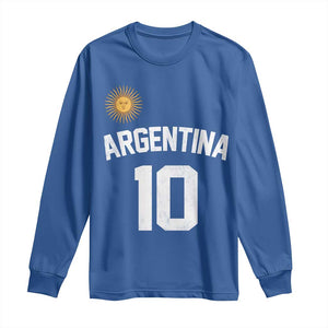 Argentina Football Number 10 Jersey Style Long Sleeve Shirt Soccer Fan