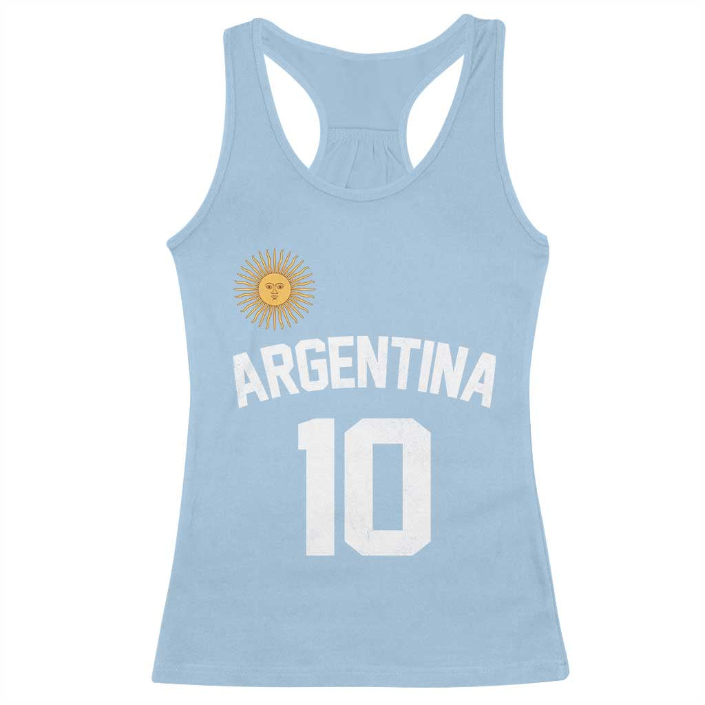 Argentina Football Number 10 Jersey Style Racerback Tank Top Soccer Fan