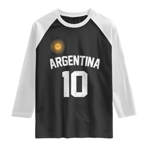 Argentina Football Number 10 Jersey Style Raglan Shirt Soccer Fan