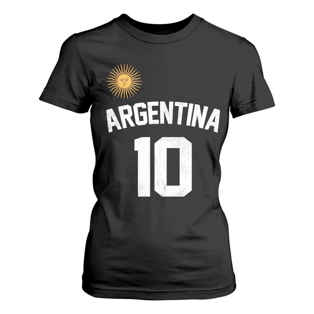 Argentina Football Number 10 Jersey Style T Shirt For Women Soccer Fan