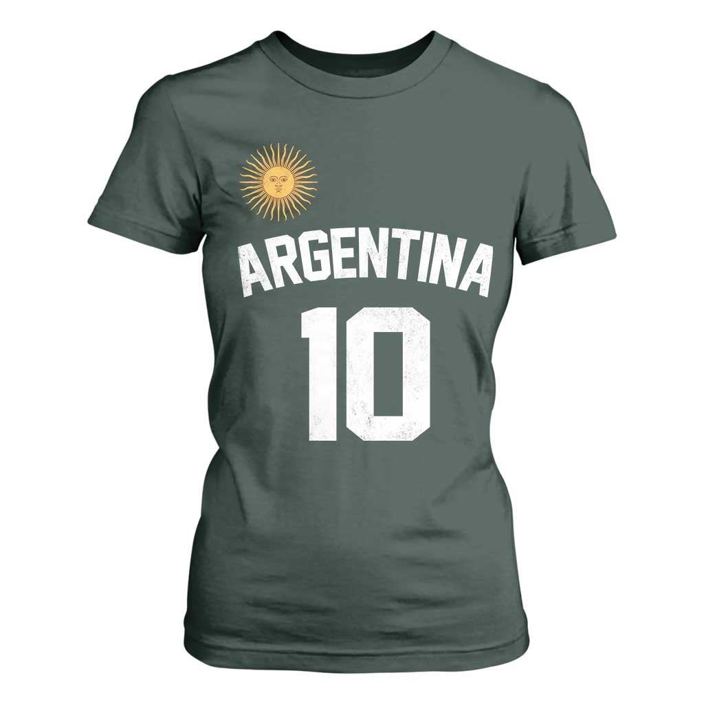 Argentina Football Number 10 Jersey Style T Shirt For Women Soccer Fan
