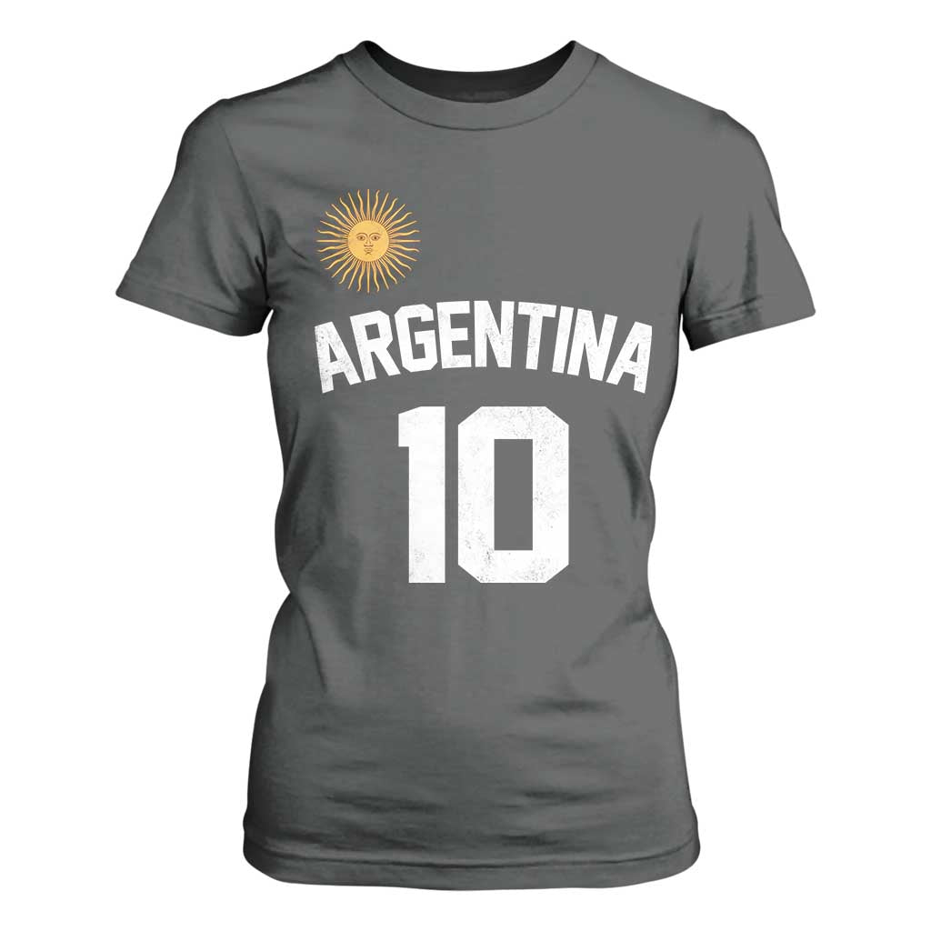 Argentina Football Number 10 Jersey Style T Shirt For Women Soccer Fan