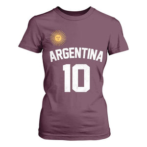 Argentina Football Number 10 Jersey Style T Shirt For Women Soccer Fan