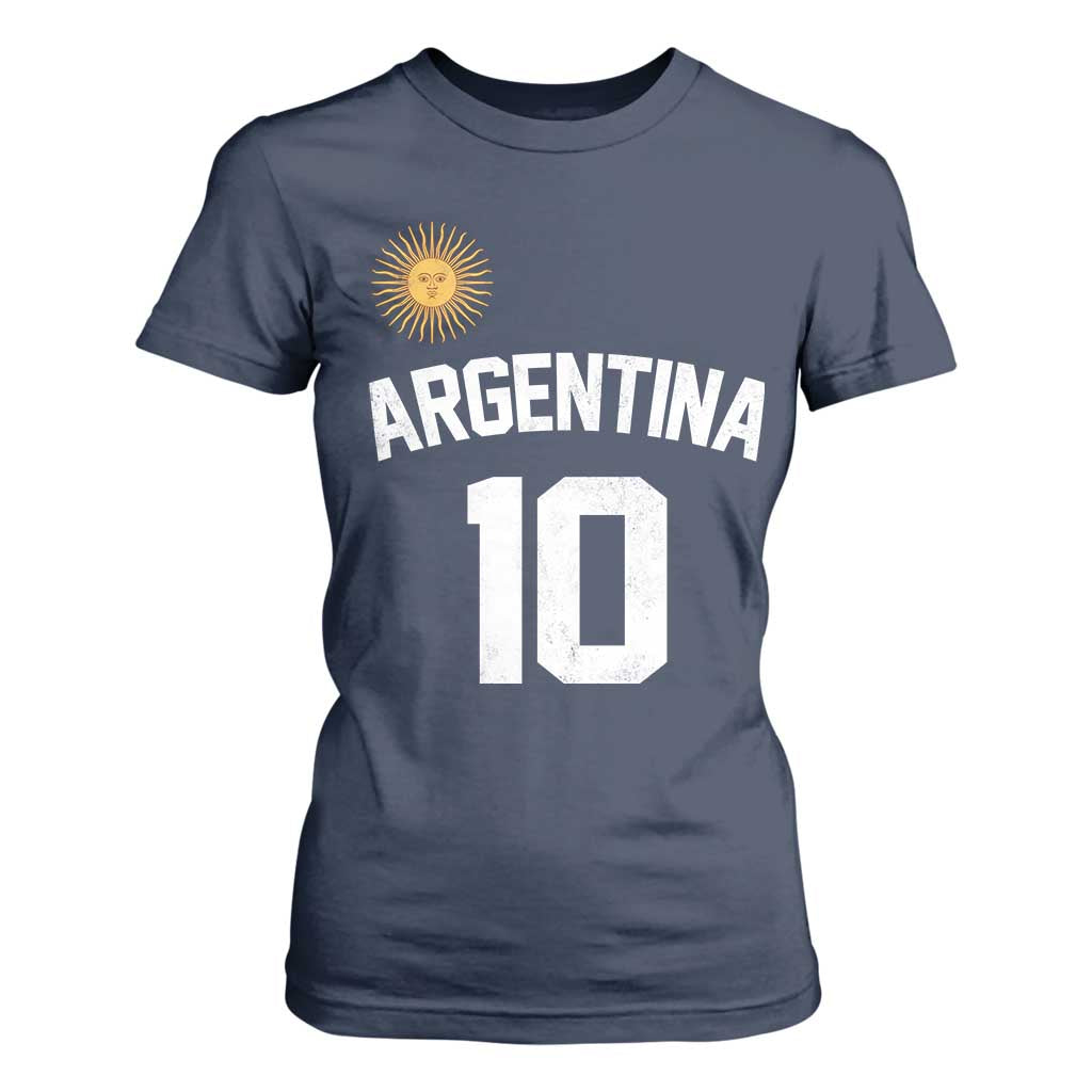 Argentina Football Number 10 Jersey Style T Shirt For Women Soccer Fan