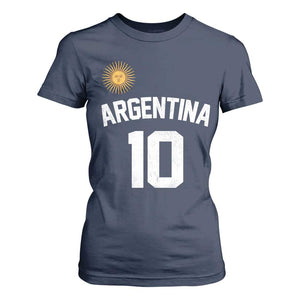 Argentina Football Number 10 Jersey Style T Shirt For Women Soccer Fan