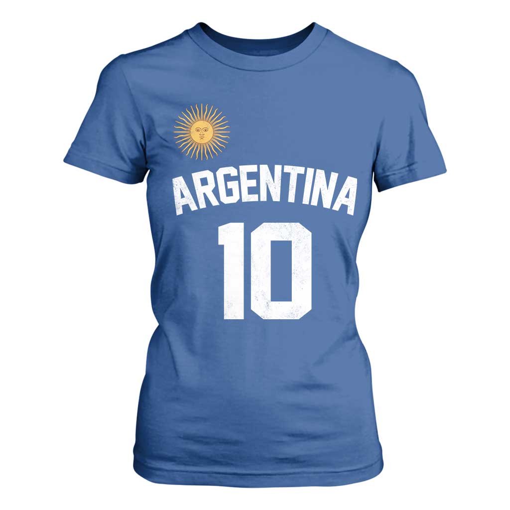 Argentina Football Number 10 Jersey Style T Shirt For Women Soccer Fan