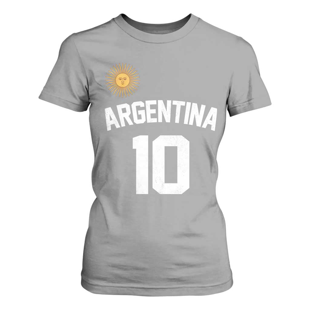 Argentina Football Number 10 Jersey Style T Shirt For Women Soccer Fan
