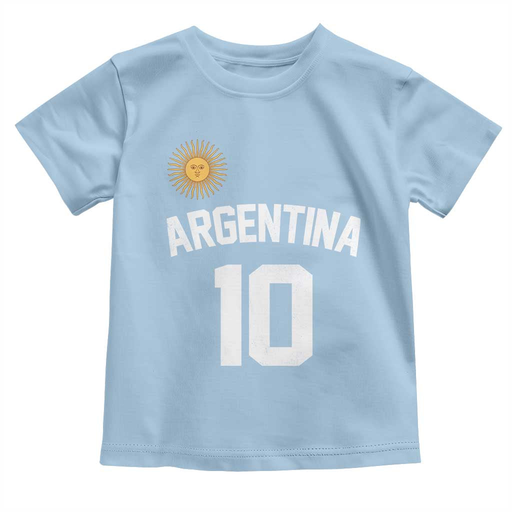 Argentina Football Number 10 Jersey Style Toddler T Shirt Soccer Fan TS11 Light Blue Print Your Wear