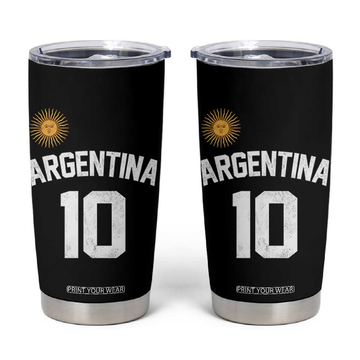 Argentina Football Number 10 Jersey Style Tumbler Cup Soccer Fan TS11 Black Print Your Wear