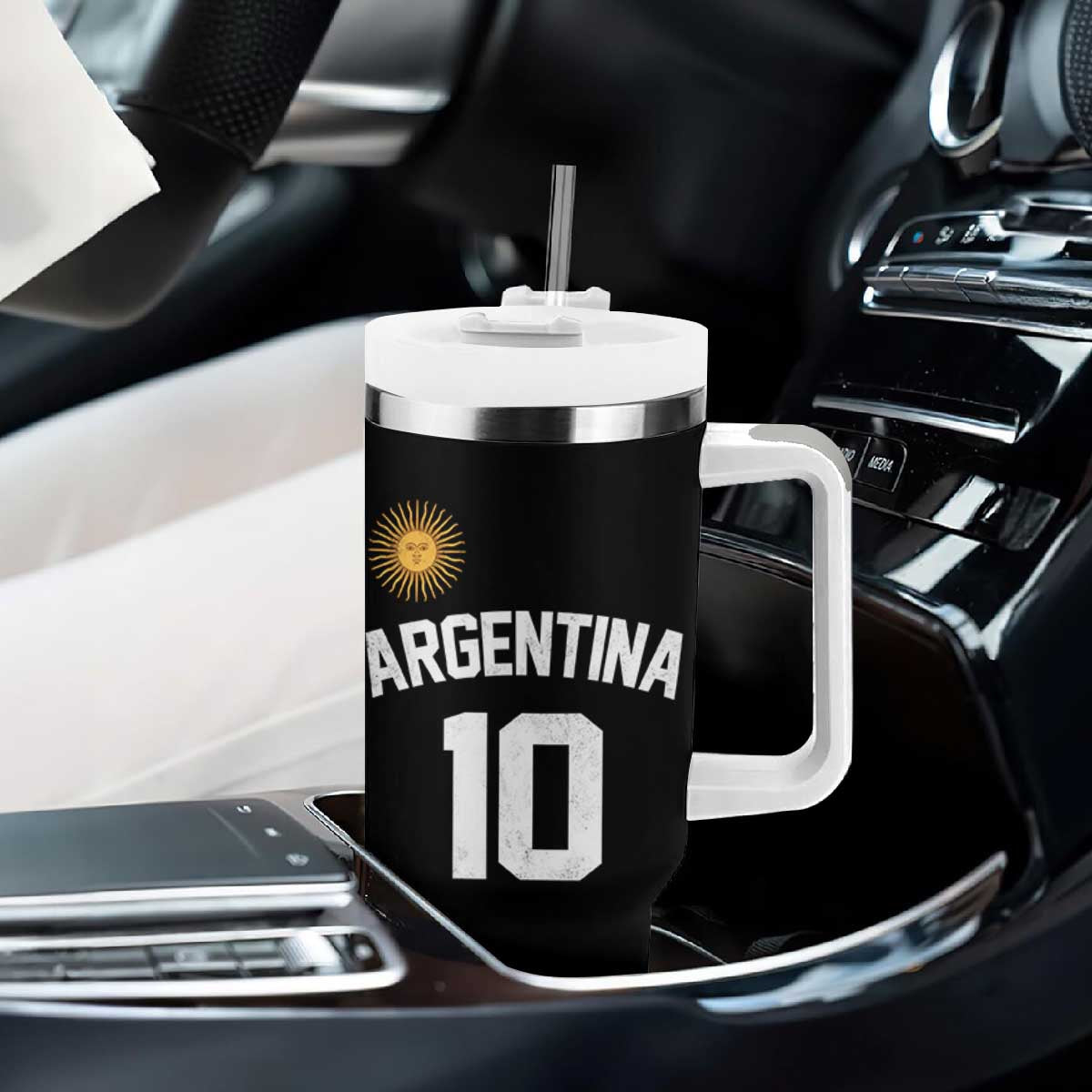 Argentina Football Number 10 Jersey Style Tumbler With Handle Soccer Fan TS11 Print Your Wear