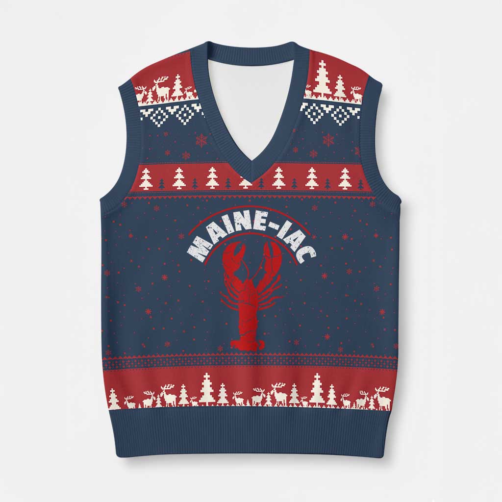 Maine Lobster V-Neck Knit Sweater Vest Funny Maine iac Lobstering Fisherman