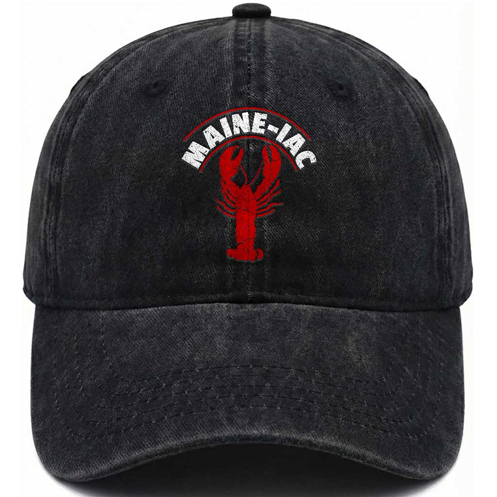 Maine Lobster Washed Cotton Baseball Cap Funny Maine iac Lobstering Fisherman TS11 Print Your Wear