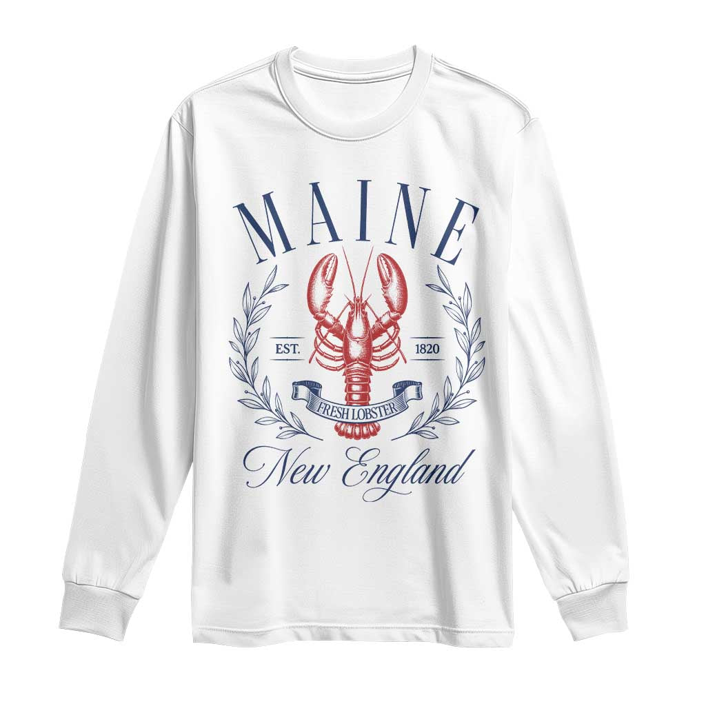 Maine Lobster New England Souvenir Pride Vintage Long Sleeve Shirt TS11 White Print Your Wear