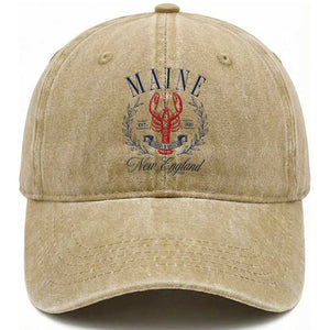 Maine Lobster New England Souvenir Pride Vintage Washed Cotton Baseball Cap