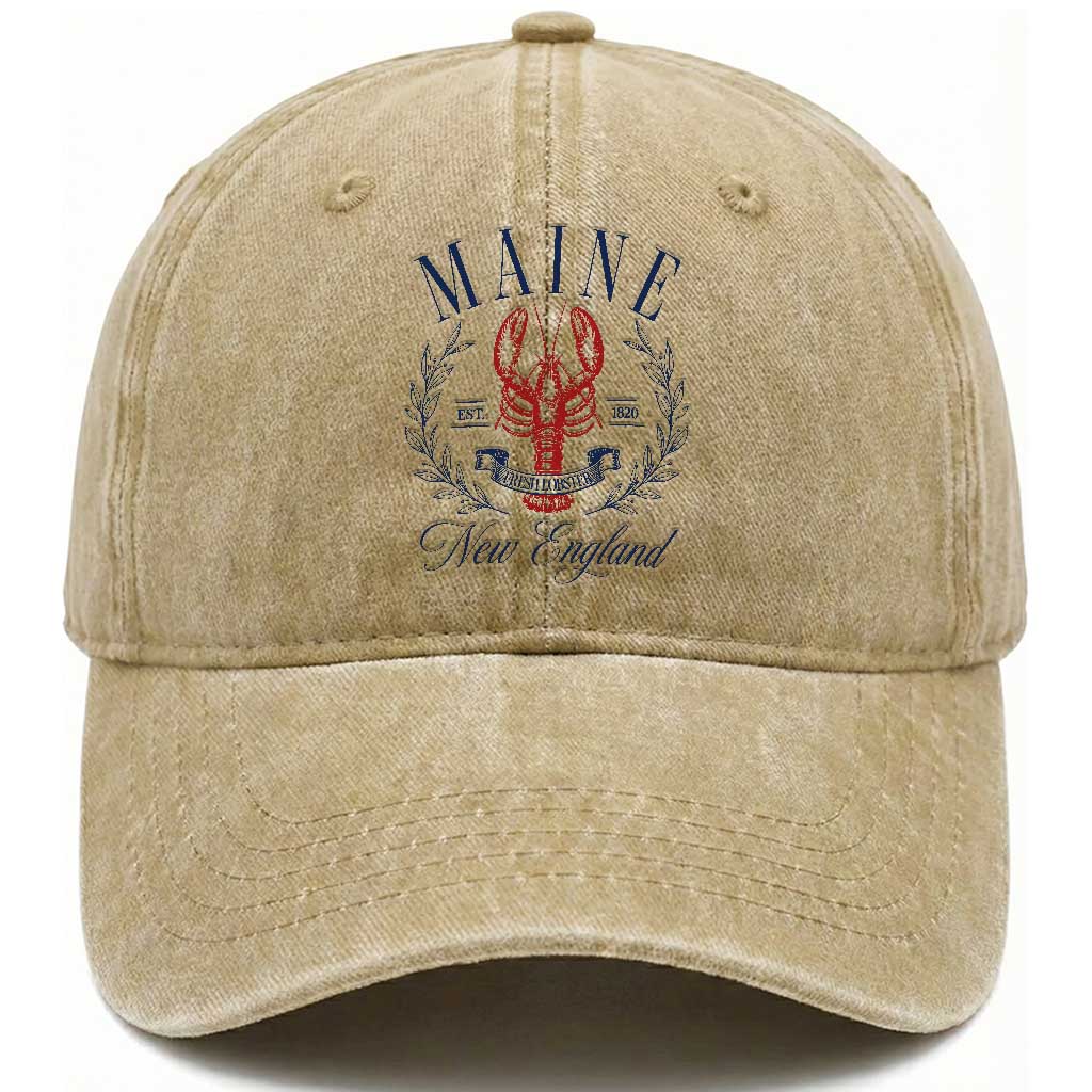 Maine Lobster New England Souvenir Pride Vintage Washed Cotton Baseball Cap TS11 Print Your Wear