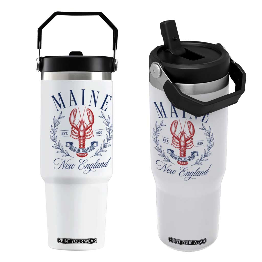 Maine Lobster New England Souvenir Pride Vintage Flip Straw Tumbler TS11 One Size: 30 oz White Print Your Wear