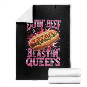 Eatin Beef Blastin' Queefs Funny Embarrassing Hot Dog Retro Bootleg Throw Blanket