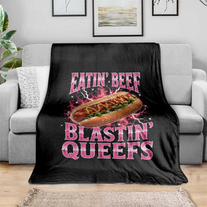 Eatin Beef Blastin' Queefs Funny Embarrassing Hot Dog Retro Bootleg Throw Blanket