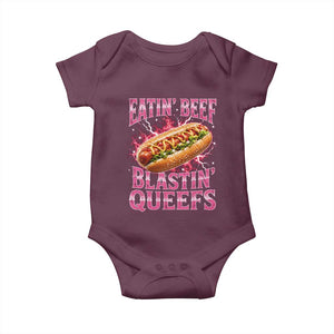 Eatin Beef Blastin' Queefs Funny Embarrassing Hot Dog Retro Bootleg Baby Onesie