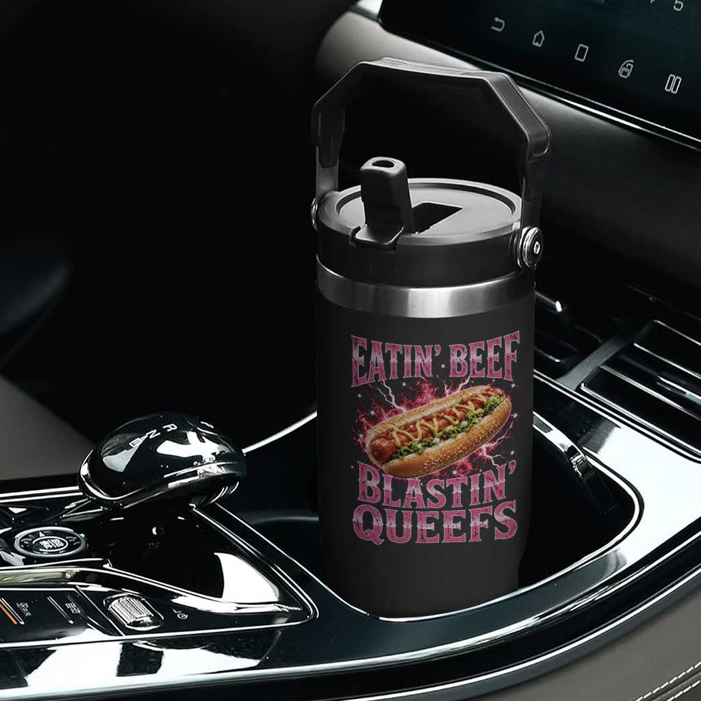 Eatin Beef Blastin' Queefs Funny Embarrassing Hot Dog Retro Bootleg Flip Straw Tumbler