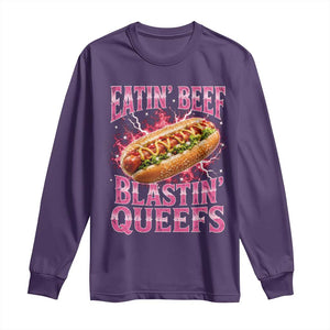 Eatin Beef Blastin' Queefs Funny Embarrassing Hot Dog Retro Bootleg Long Sleeve Shirt
