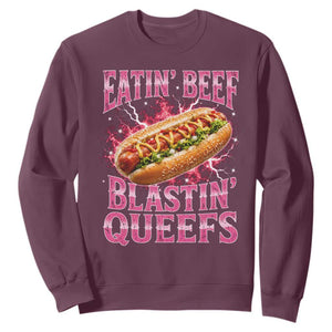 Eatin Beef Blastin' Queefs Funny Embarrassing Hot Dog Retro Bootleg Sweatshirt