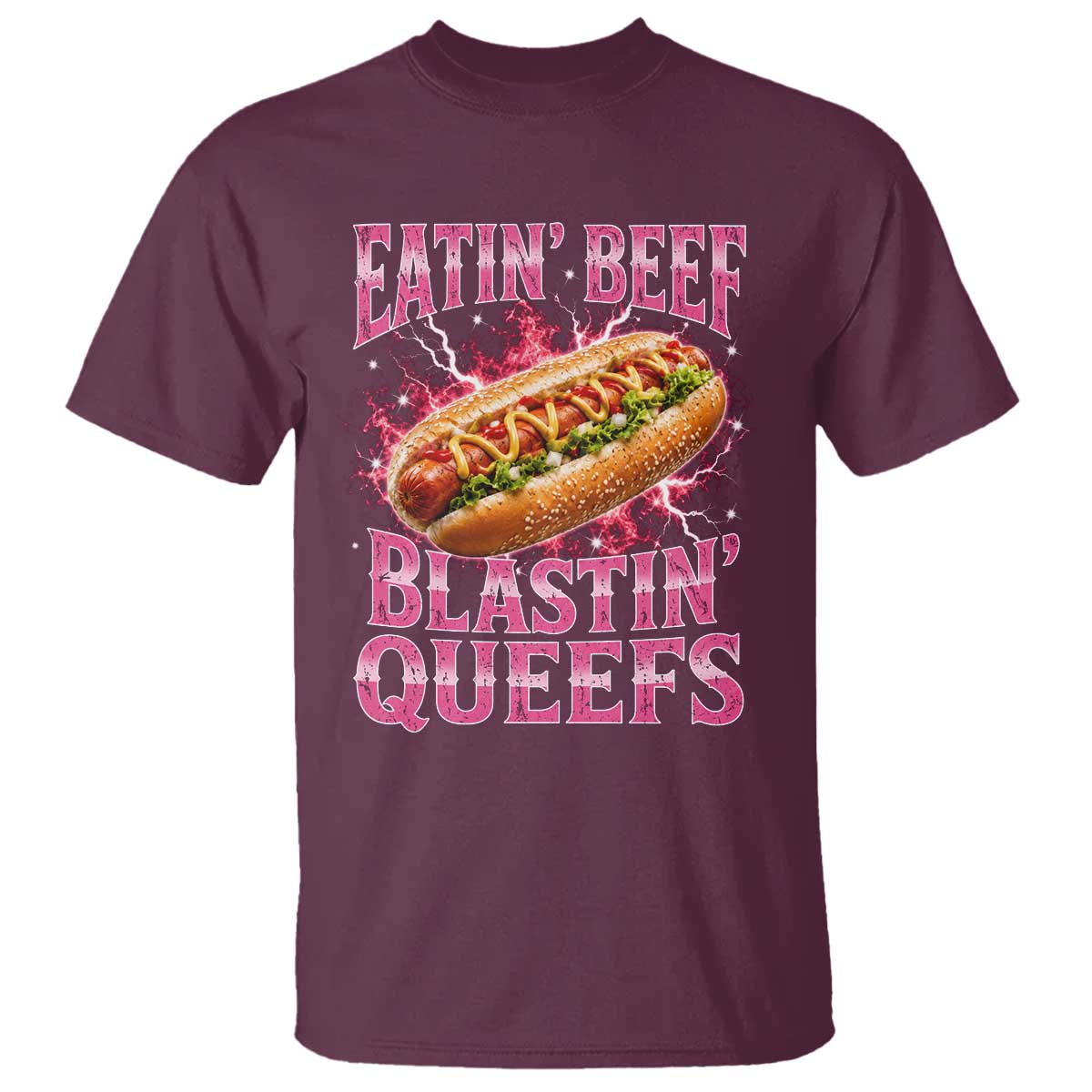 Eatin Beef Blastin' Queefs Funny Embarrassing Hot Dog Retro Bootleg T Shirt