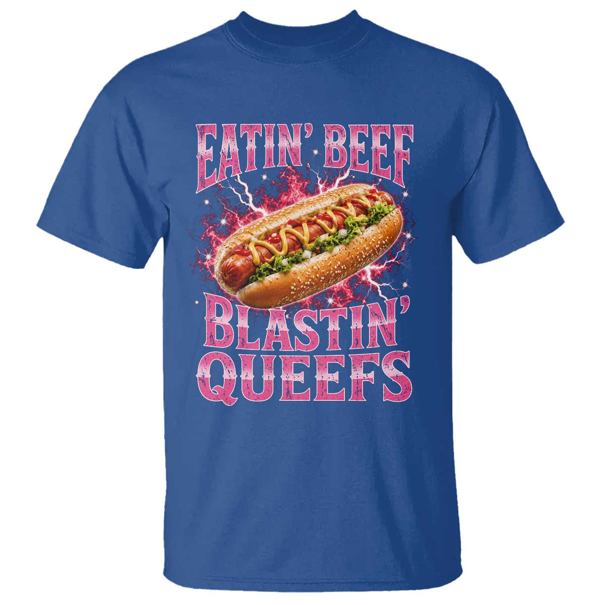 Eatin Beef Blastin' Queefs Funny Embarrassing Hot Dog Retro Bootleg T Shirt