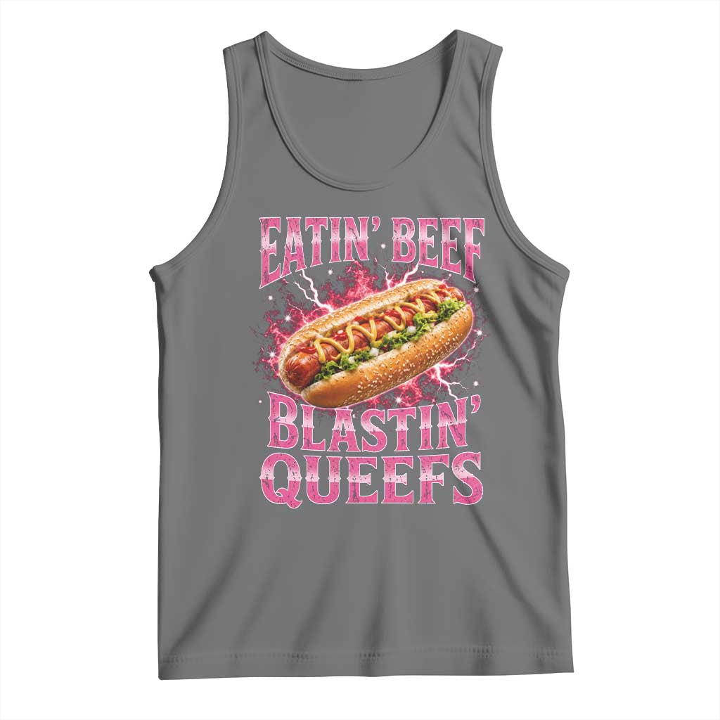 Eatin Beef Blastin' Queefs Funny Embarrassing Hot Dog Retro Bootleg Tank Top