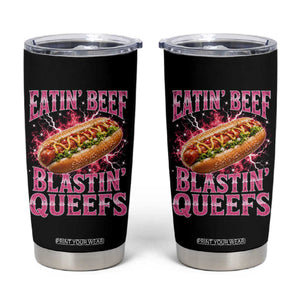 Eatin Beef Blastin' Queefs Funny Embarrassing Hot Dog Retro Bootleg Tumbler Cup