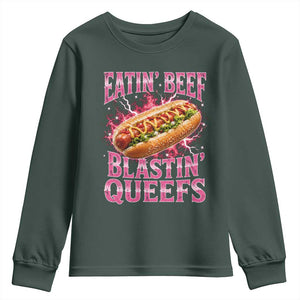 Eatin Beef Blastin' Queefs Funny Embarrassing Hot Dog Retro Bootleg Youth Sweatshirt