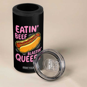 Eatin Beef Blastin' Queefs Funny Hot Dog Adult Humor 4 in 1 Can Cooler Tumbler
