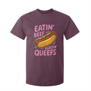 Eatin Beef Blastin' Queefs Funny Hot Dog Adult Humor T Shirt For Kid