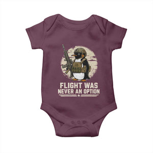 Funny Penguin Flight Was Never An Option Baby Onesie Tactical Penguin Gun Lover TS11 Maroon Print Your Wear