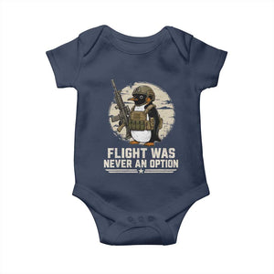 Funny Penguin Flight Was Never An Option Baby Onesie Tactical Penguin Gun Lover TS11 Navy Print Your Wear